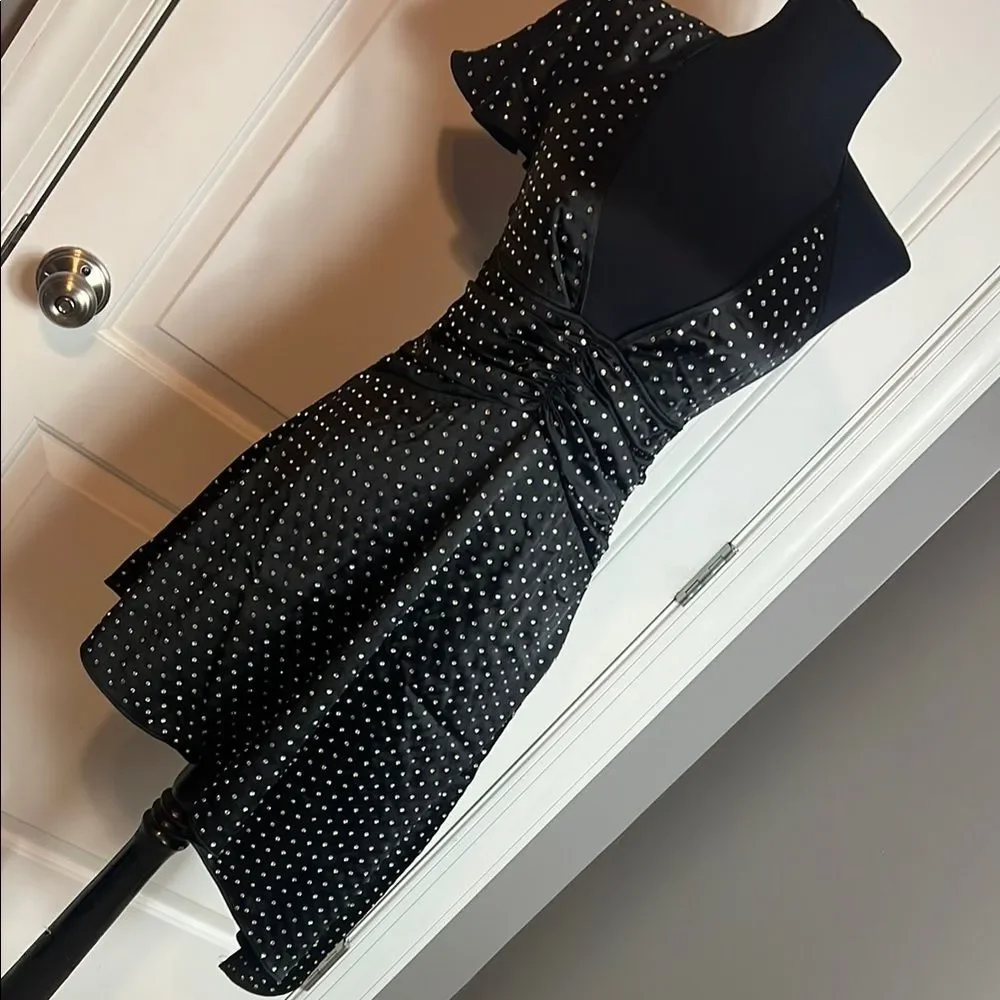 BNWT - WEWOREWHAT - CRYSTAL ASYMMETRICAL BLACK DRESS - 2 - Picture 2 of 8